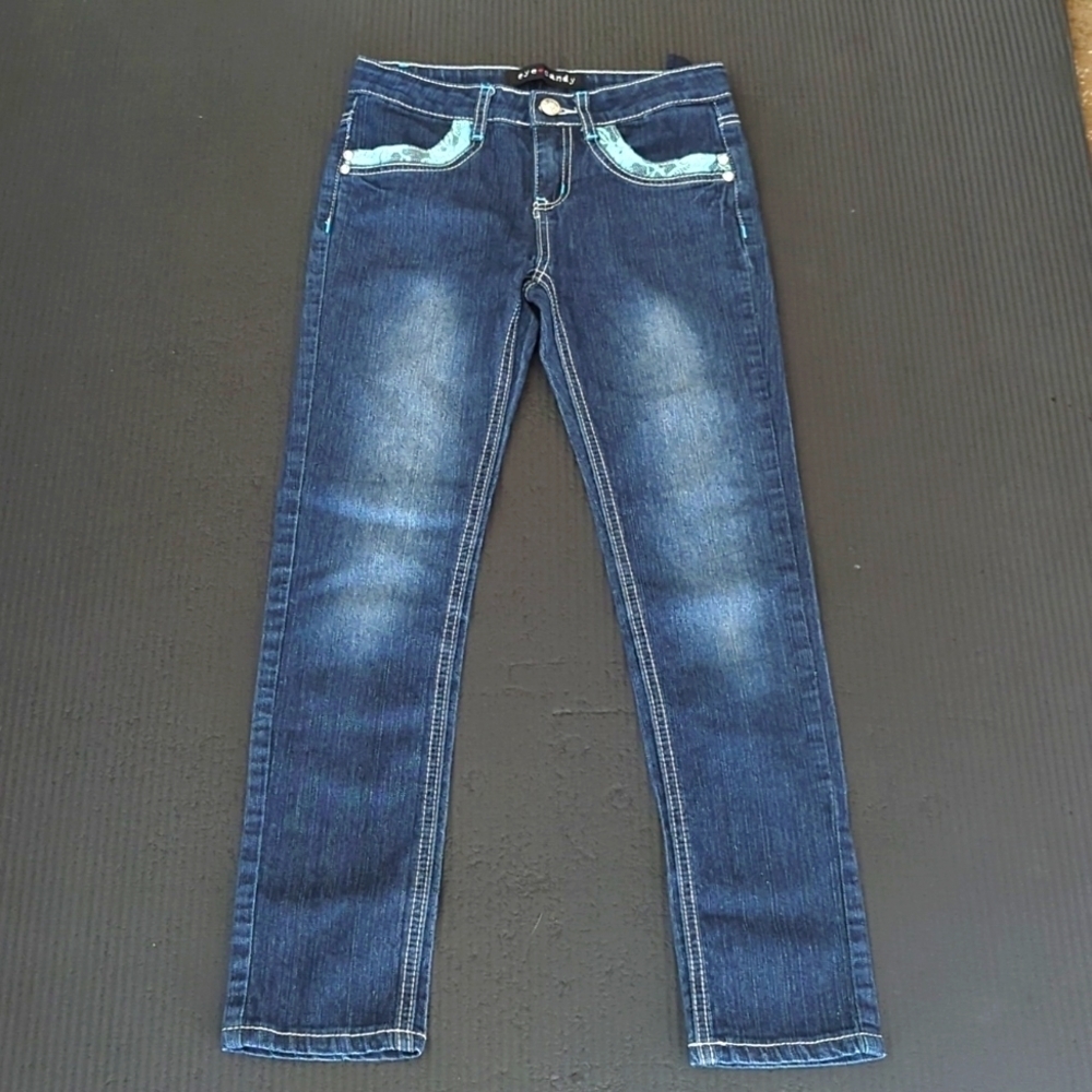 EYE Candy Girls Blue Lace Skinny Jeans